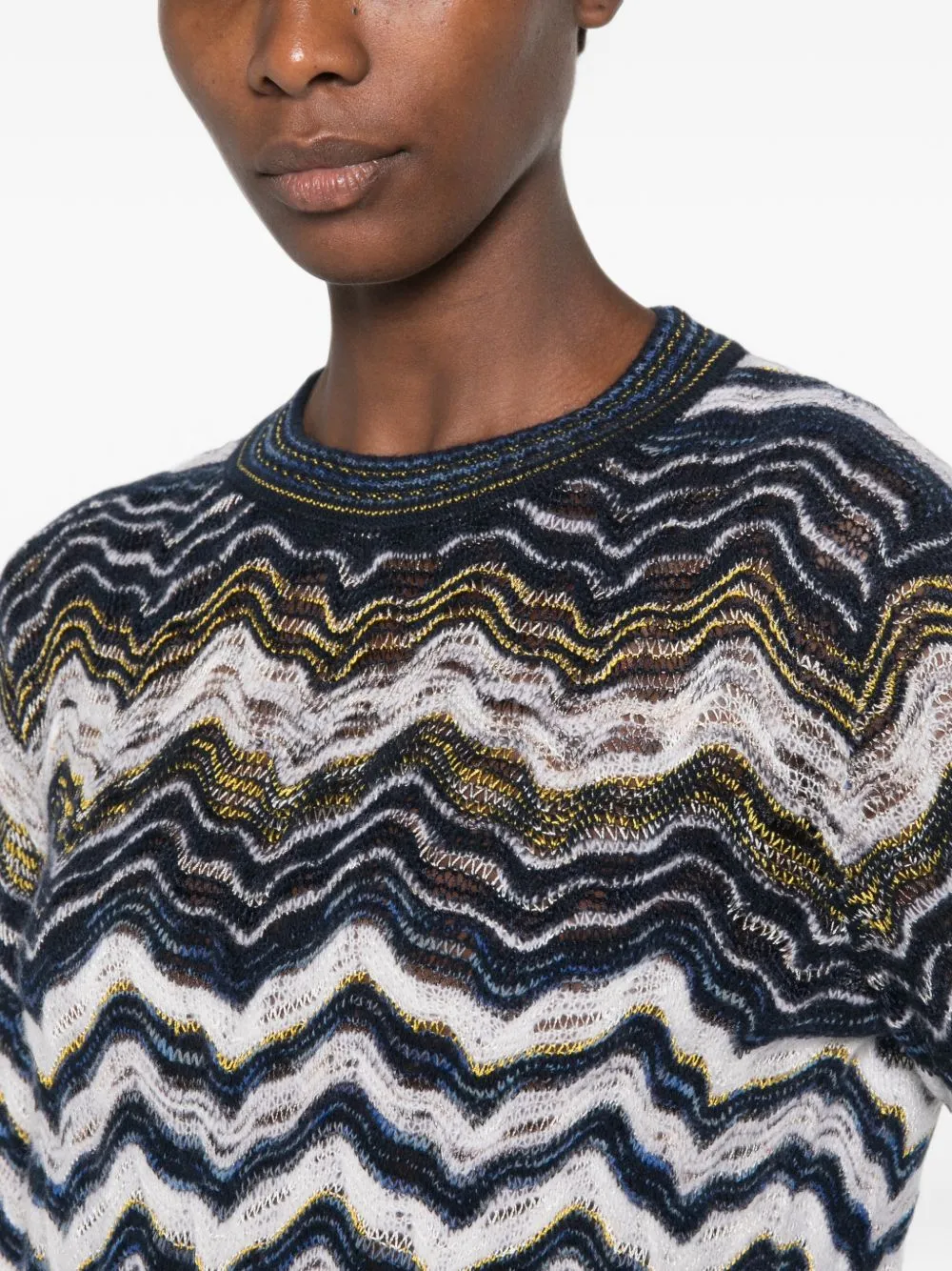 Zig Zag Motif Wool Sweater sold by Wanan Luxury product image thumbnail 4