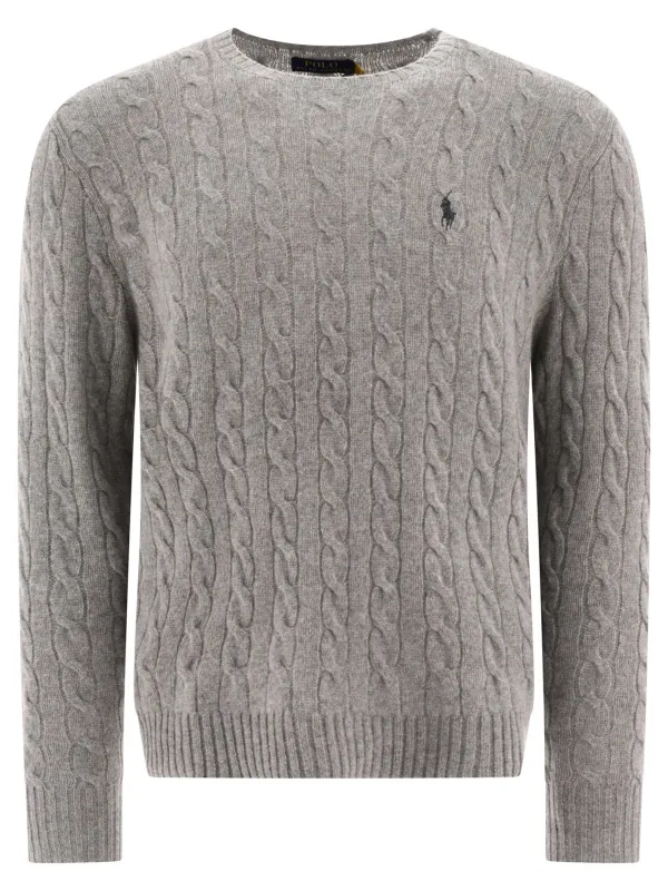 Crew-Neck Sweater With Logo Knitwear Grey made by Polo by Ralph Lauren