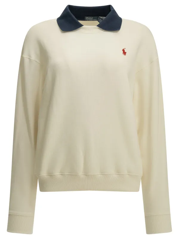 Sweatshirt With Polo Collar And Logo Sweatshirts White made by Polo by Ralph Lauren