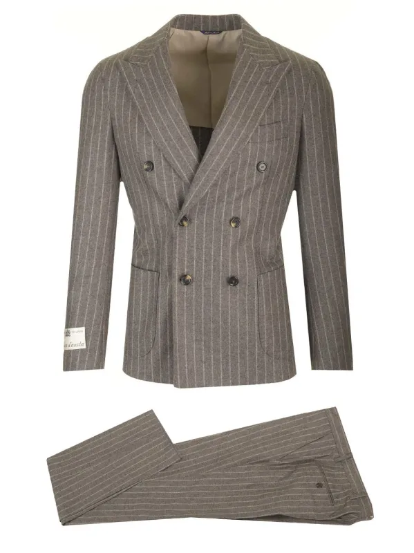 Abito 2 Petti Flanella Grigio Gessato Lana Dresses Grey made by Wanan Luxury