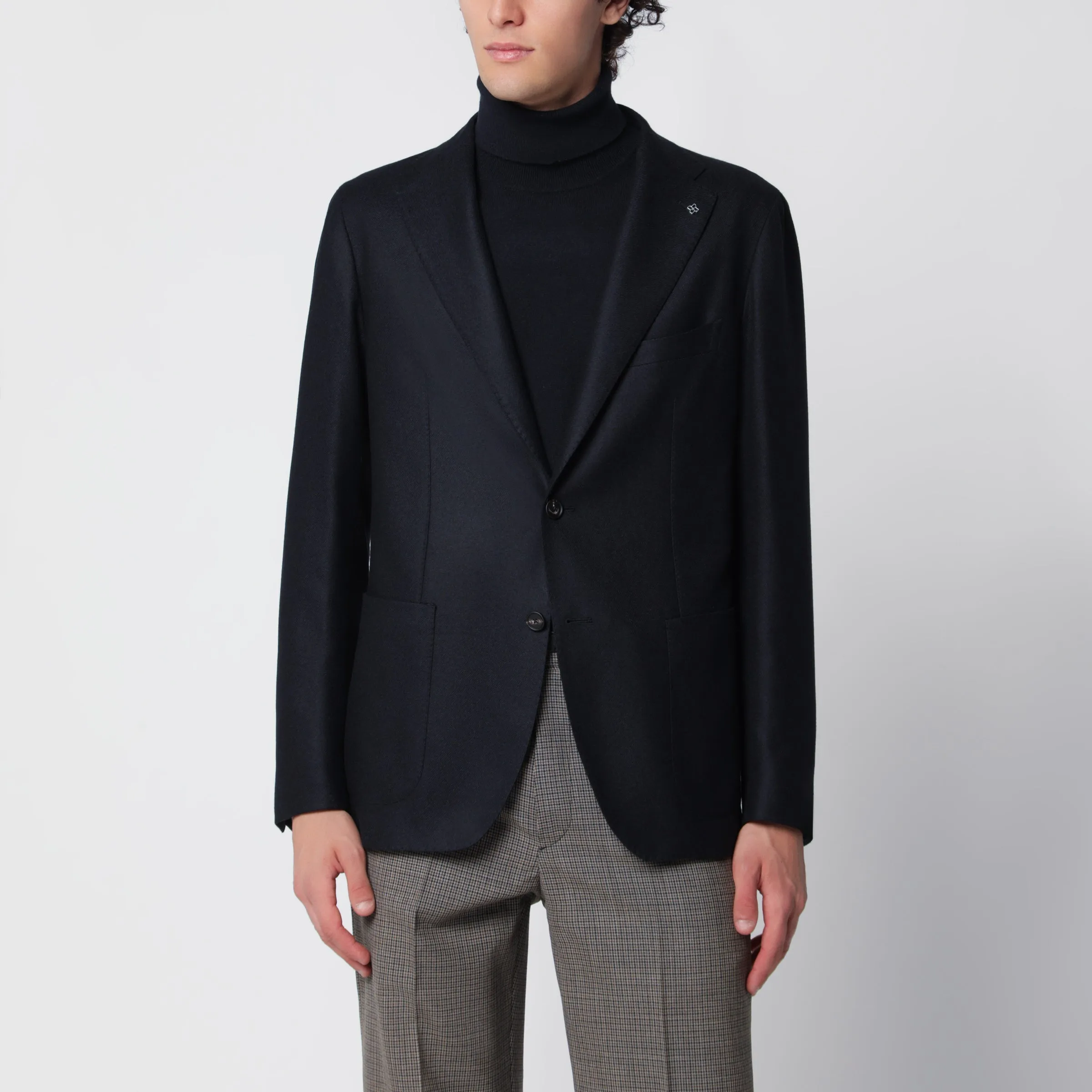 Navy Blue Single-Breasted Wool And Cashmere Jacket sold by Wanan Luxury