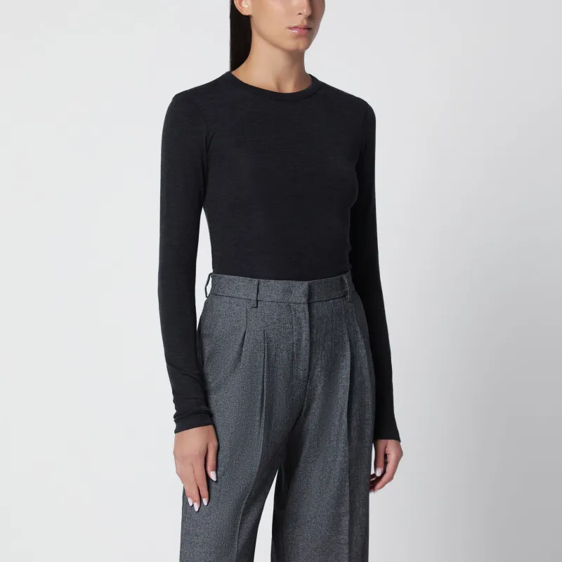 Anthracite Grey Mélange Wool Sweater made by Rohe