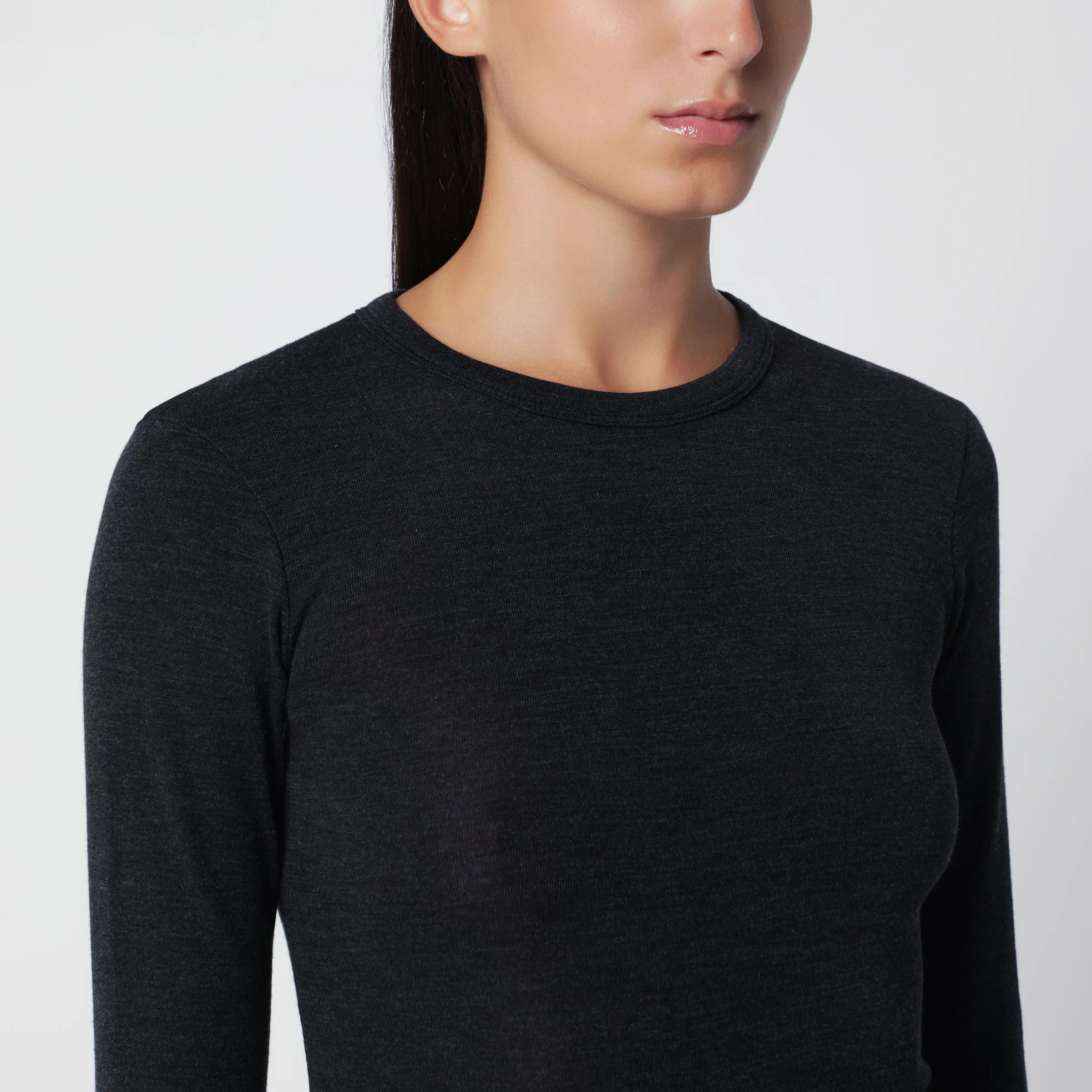 Anthracite Grey Mélange Wool Sweater sold by Wanan Luxury product image thumbnail 2