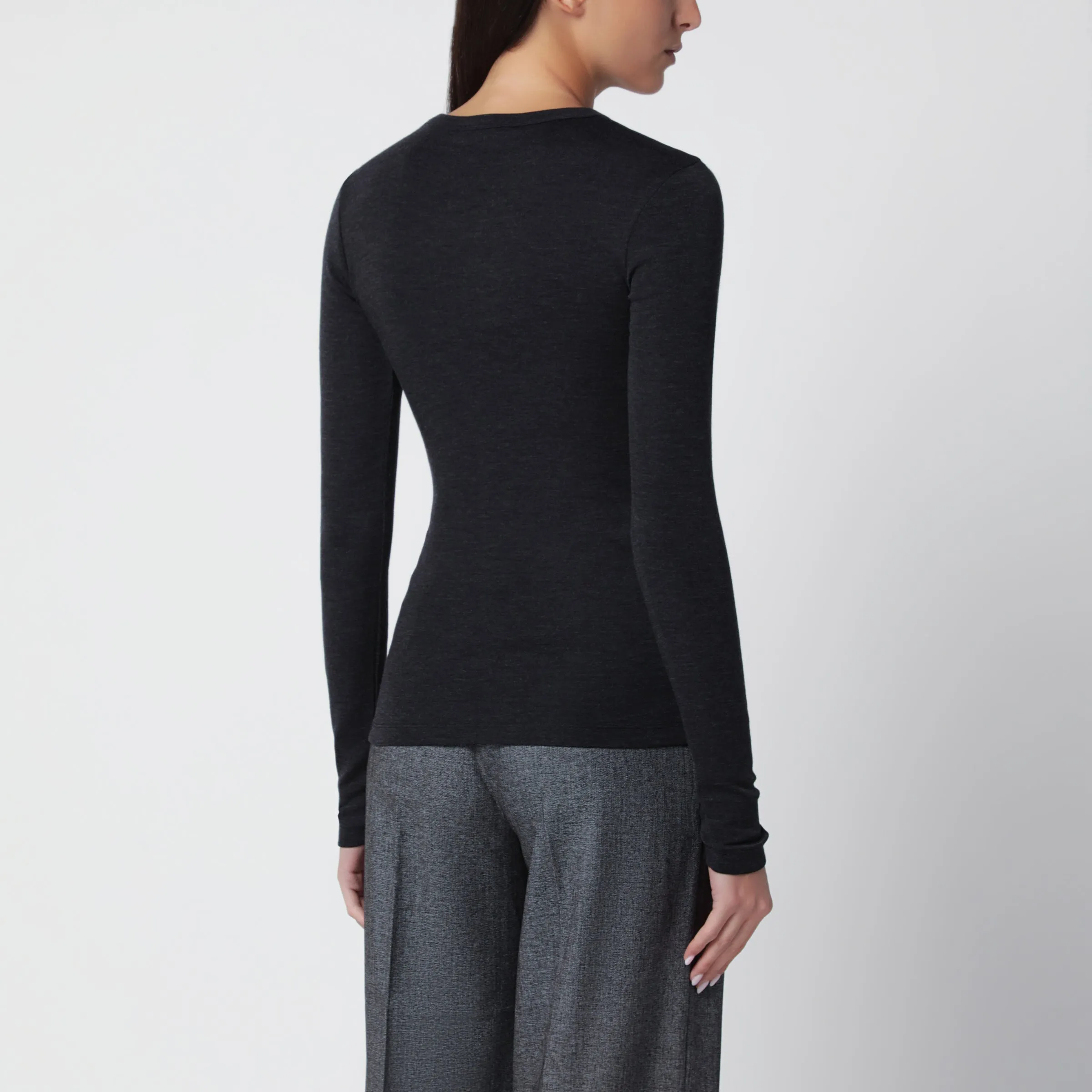 Anthracite Grey Mélange Wool Sweater sold by Wanan Luxury product image thumbnail 3