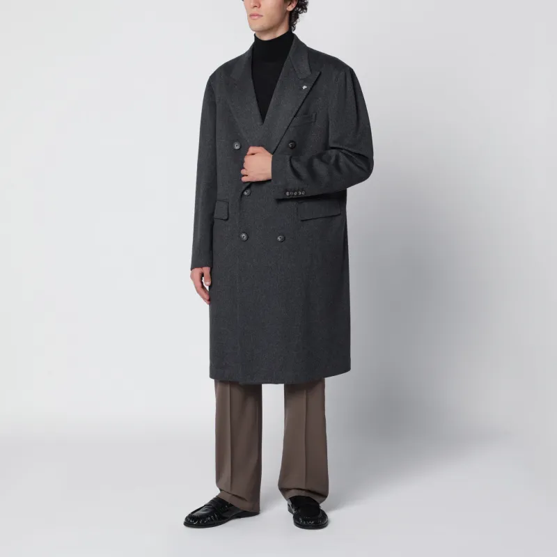 Anthracite Grey Double-Breasted Wool Coat made by Tagliatore