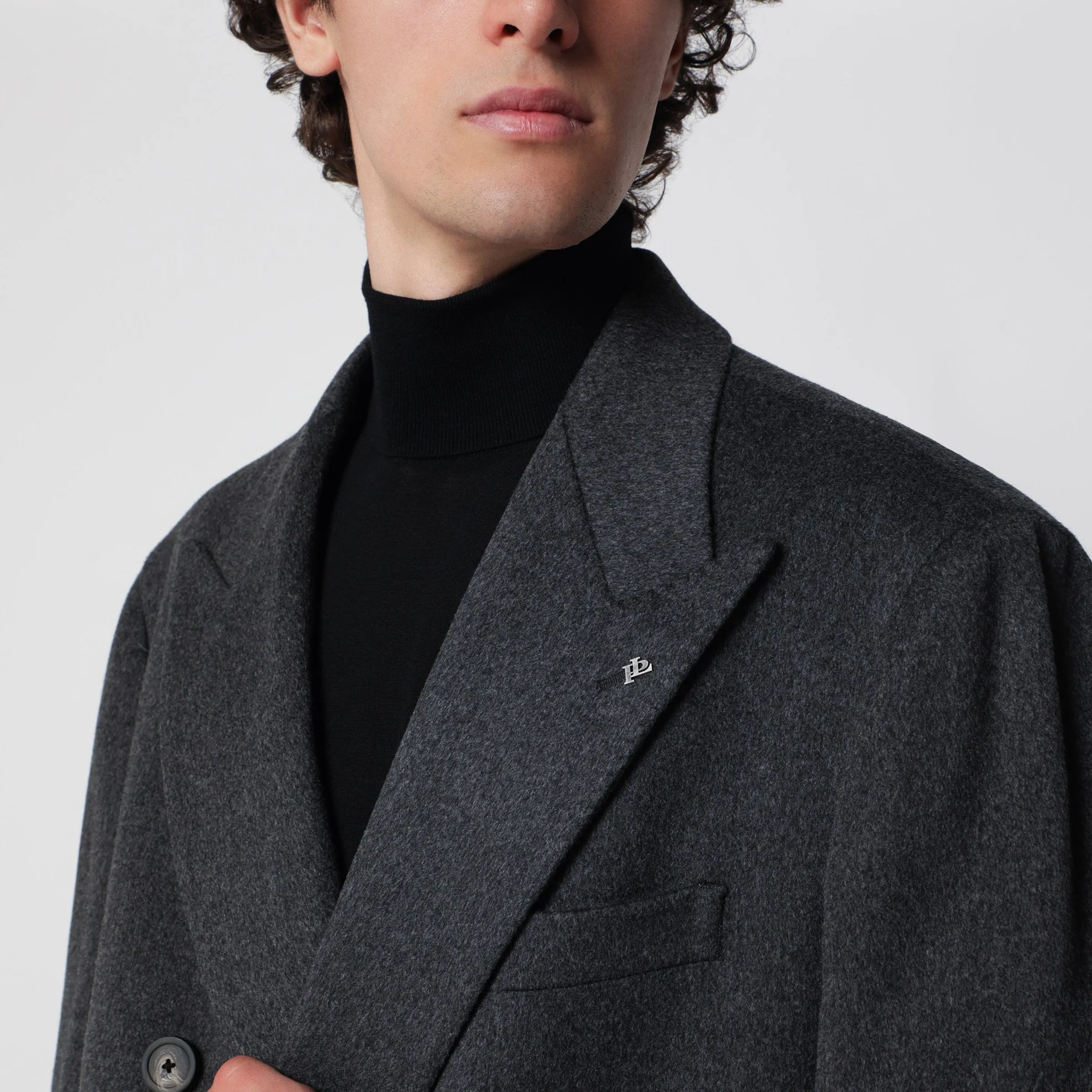 Anthracite Grey Double-Breasted Wool Coat sold by Wanan Luxury product image thumbnail 2