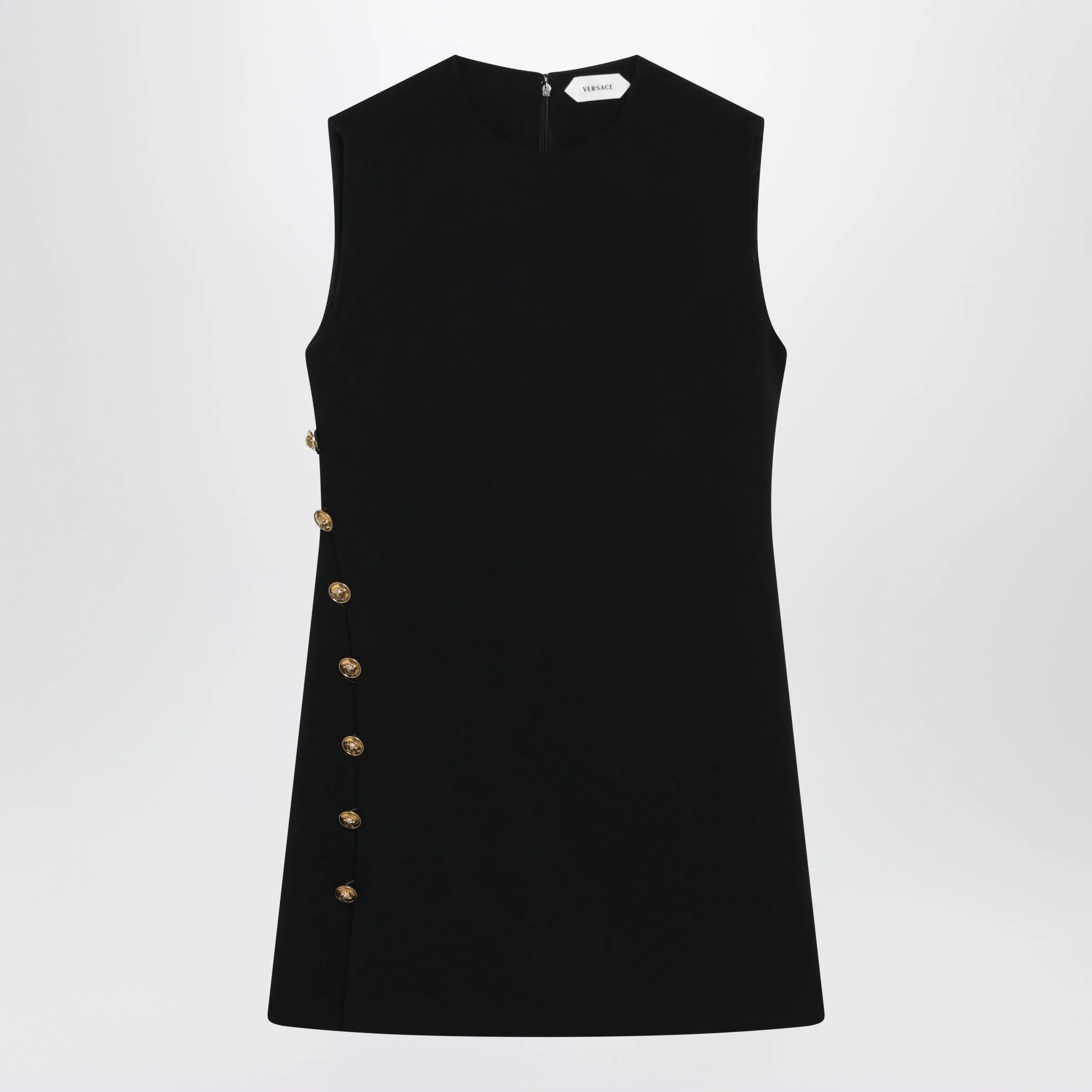 Black Sleeveless Mini Dress In Stretch Viscose sold by Wanan Luxury