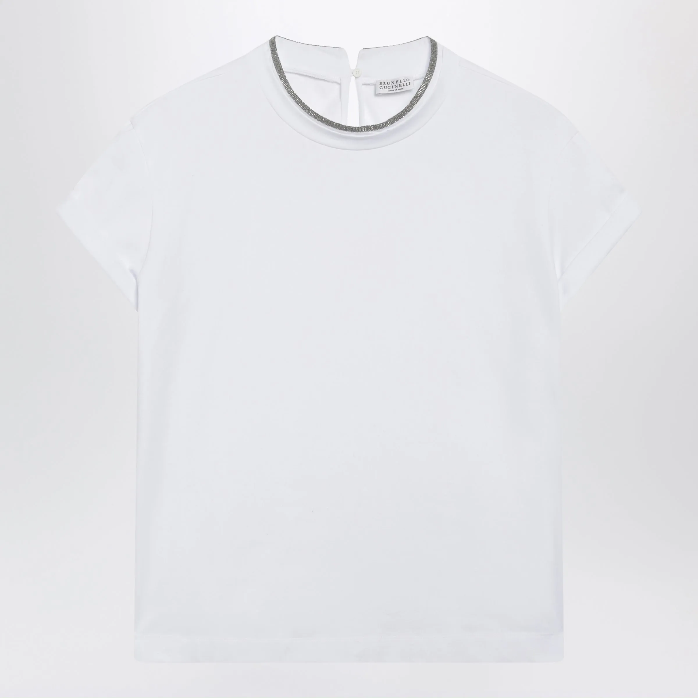 White Crew-Neck T-Shirt With Pendant sold by Wanan Luxury
