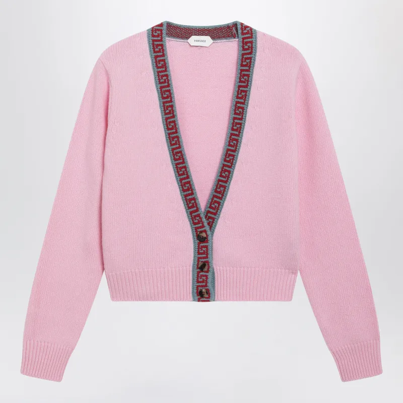Pink Cardigan In Wool And Cashmere made by Versace