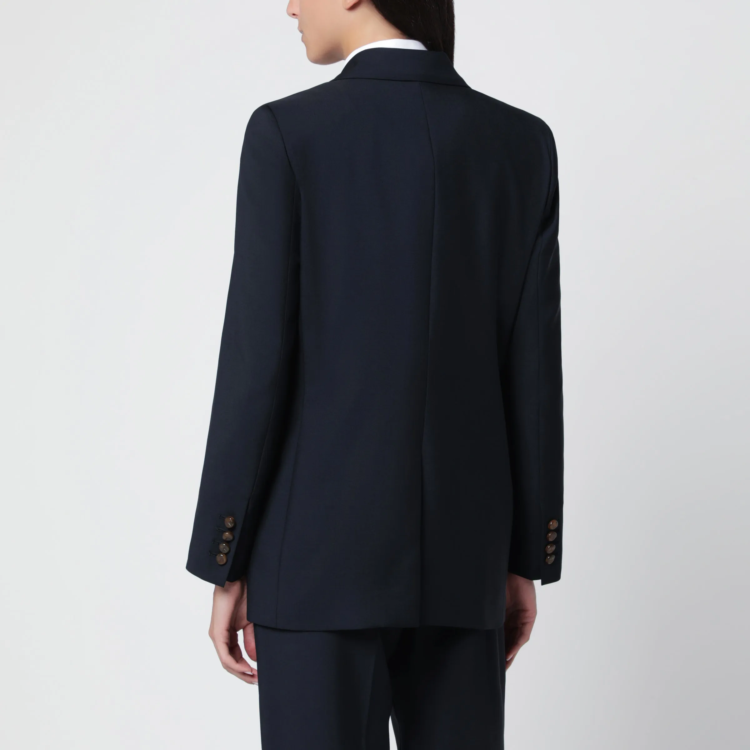 Double-Breasted Jacket In Navy Blue Wool And Mohair sold by Wanan Luxury product image thumbnail 3