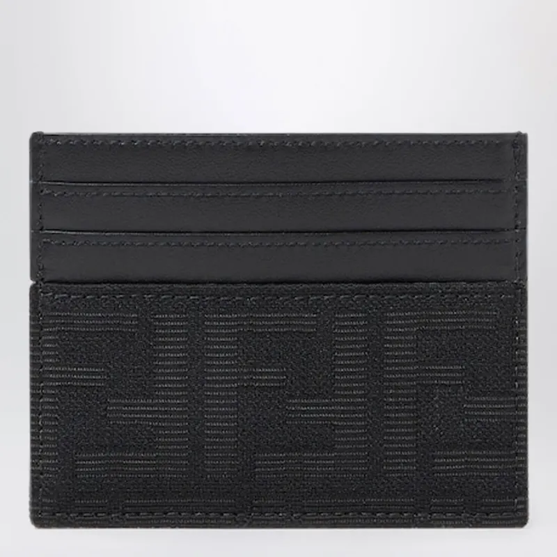 Ff Zucca Jacquard And Black Leather Card Holder made by Fendi
