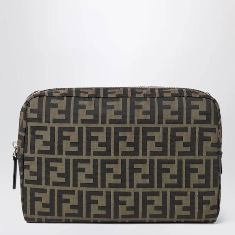 Brown Superlight Ff Zucca Fabric Medium Toiletry Case made by Fendi