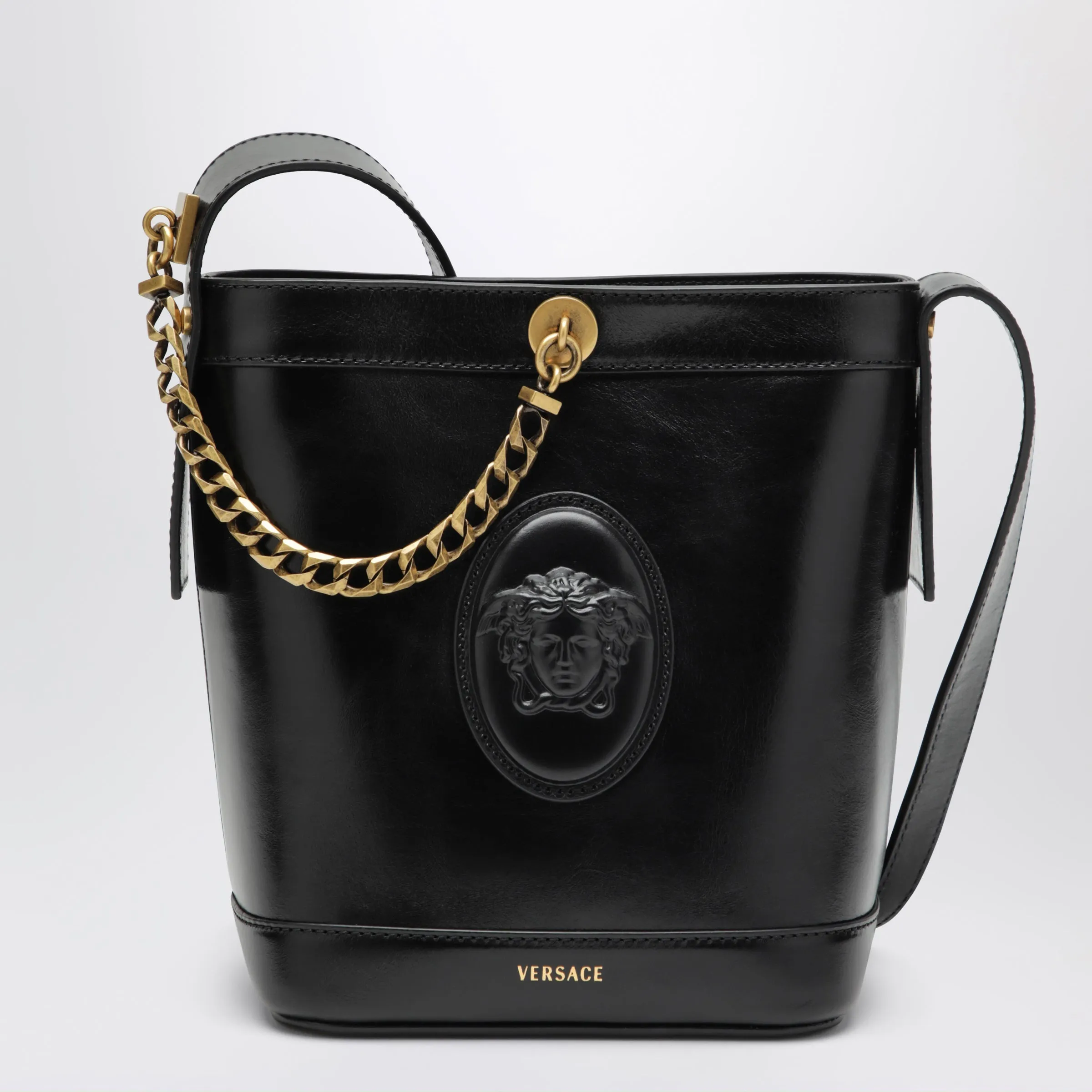 Black Leather Bucket Bag sold by Wanan Luxury
