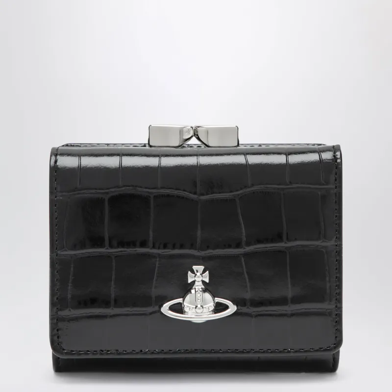 Small Frame Wallet Black In Calf Leather made by Vivienne Westwood