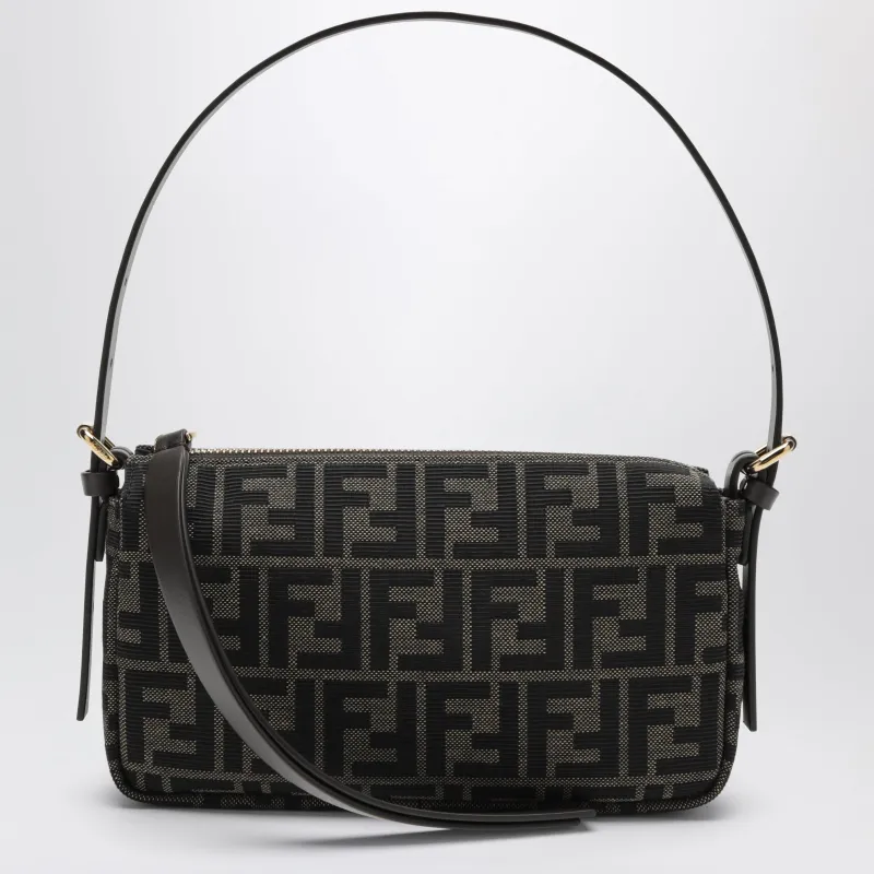 Brown Zip Top Small Bag In Ff Zucca Jacquard Fabric made by Fendi