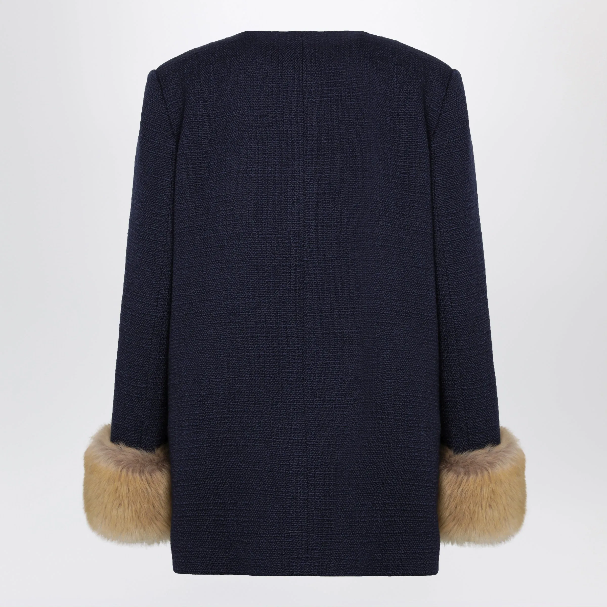 Navy Peacoat In Wool Tweed sold by Wanan Luxury product image thumbnail 2