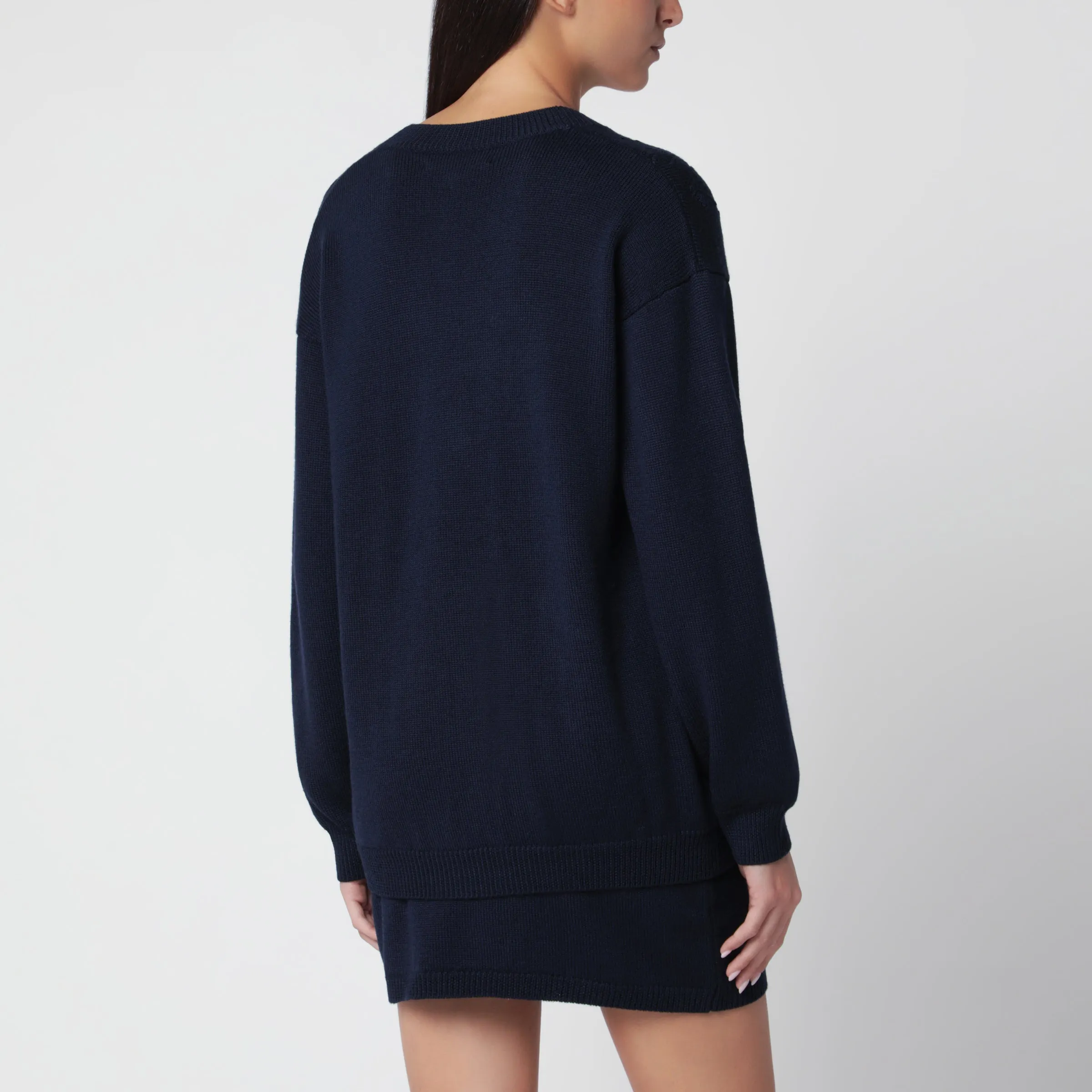 Navy Blue Merino Wool Knit Cardigan sold by Wanan Luxury product image thumbnail 3