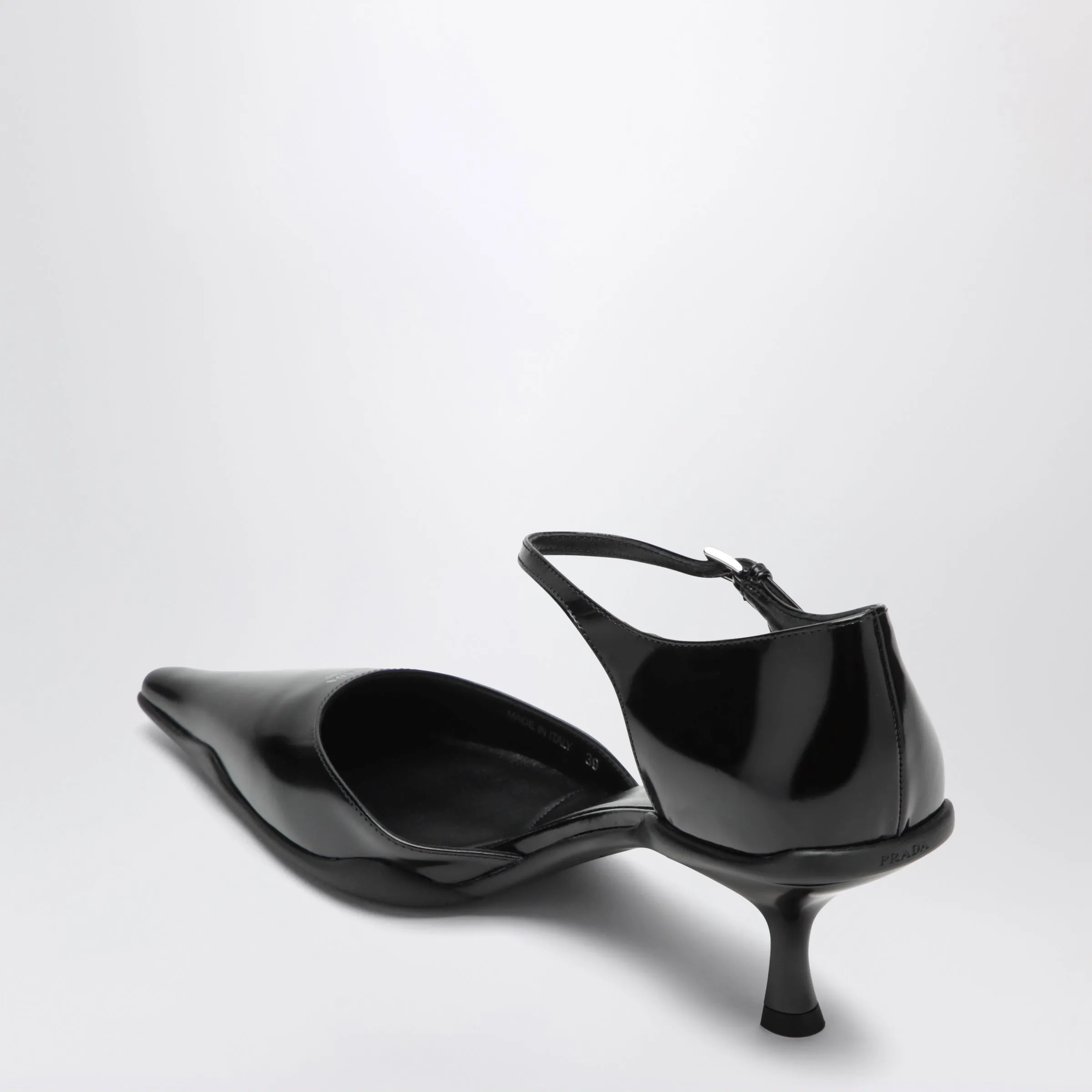 Black Brushed Leather Side-Open Pumps sold by Wanan Luxury product image thumbnail 2