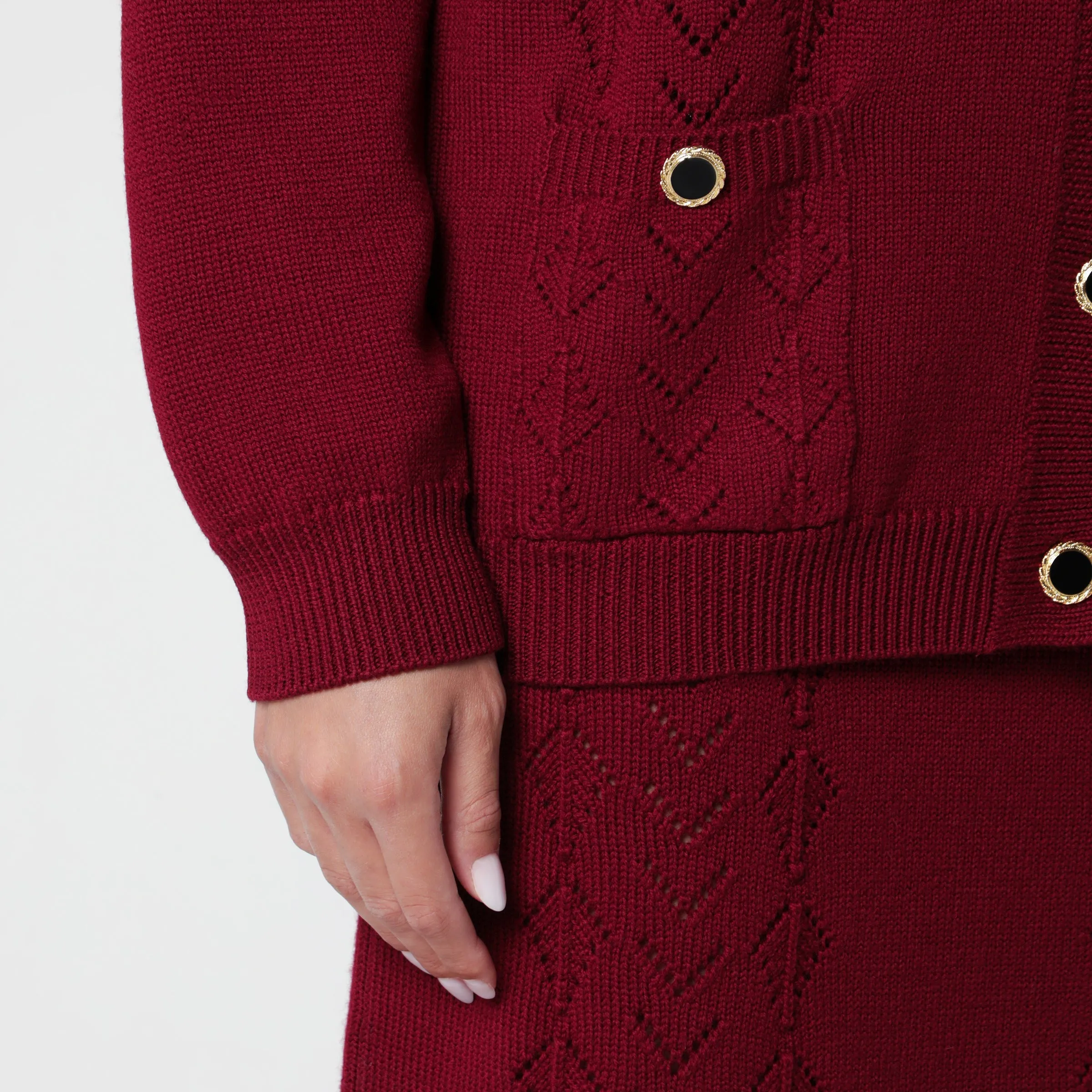 Bordeaux Merino Wool Knit Cardigan sold by Wanan Luxury product image thumbnail 2