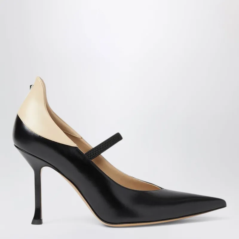 Fendi Nude Court Shoes In Black And Beige Leather made by Fendi