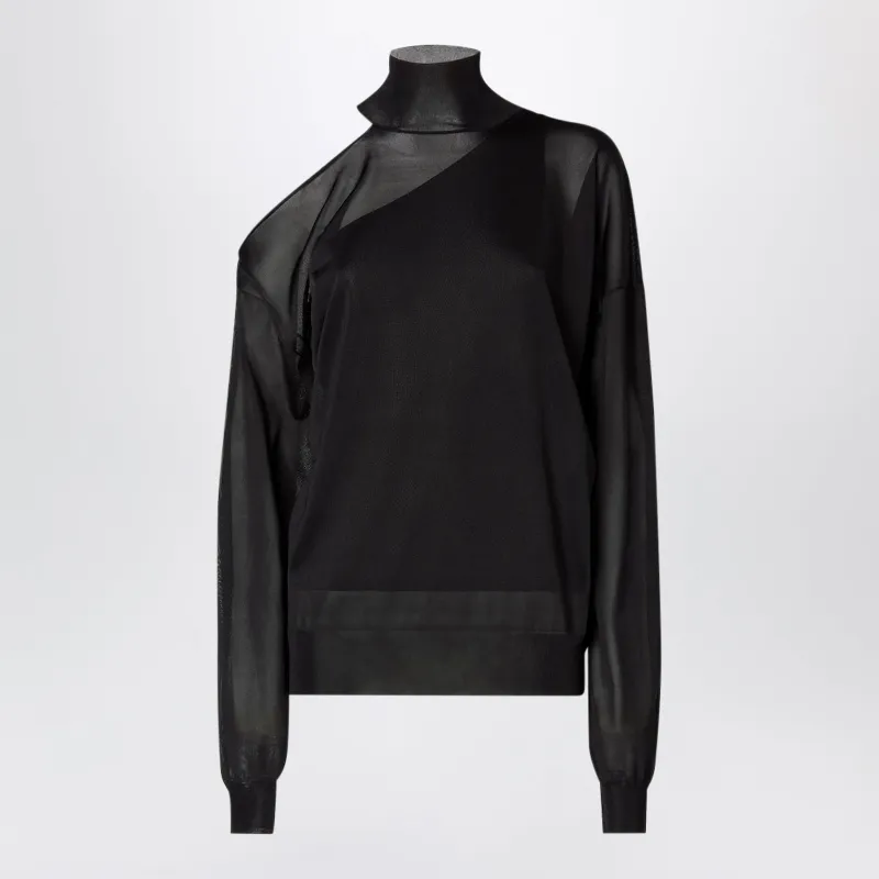 Black Silk Organza Jumper made by Fendi