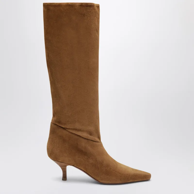 Knee-High Cognac Goat Suede Boots made by Paris Texas