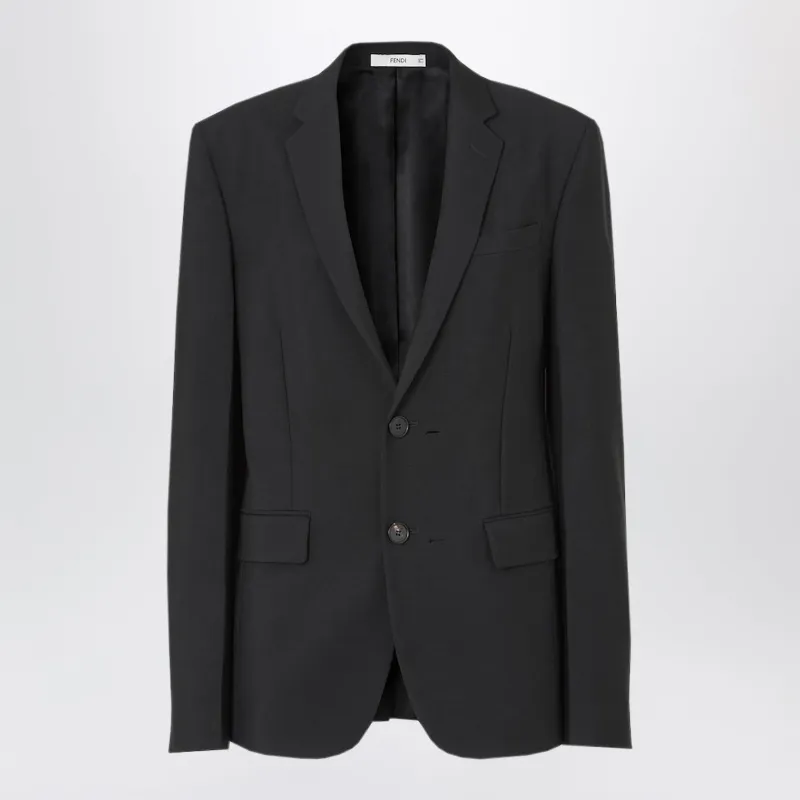 Black Kid Mohair Blazer made by Fendi