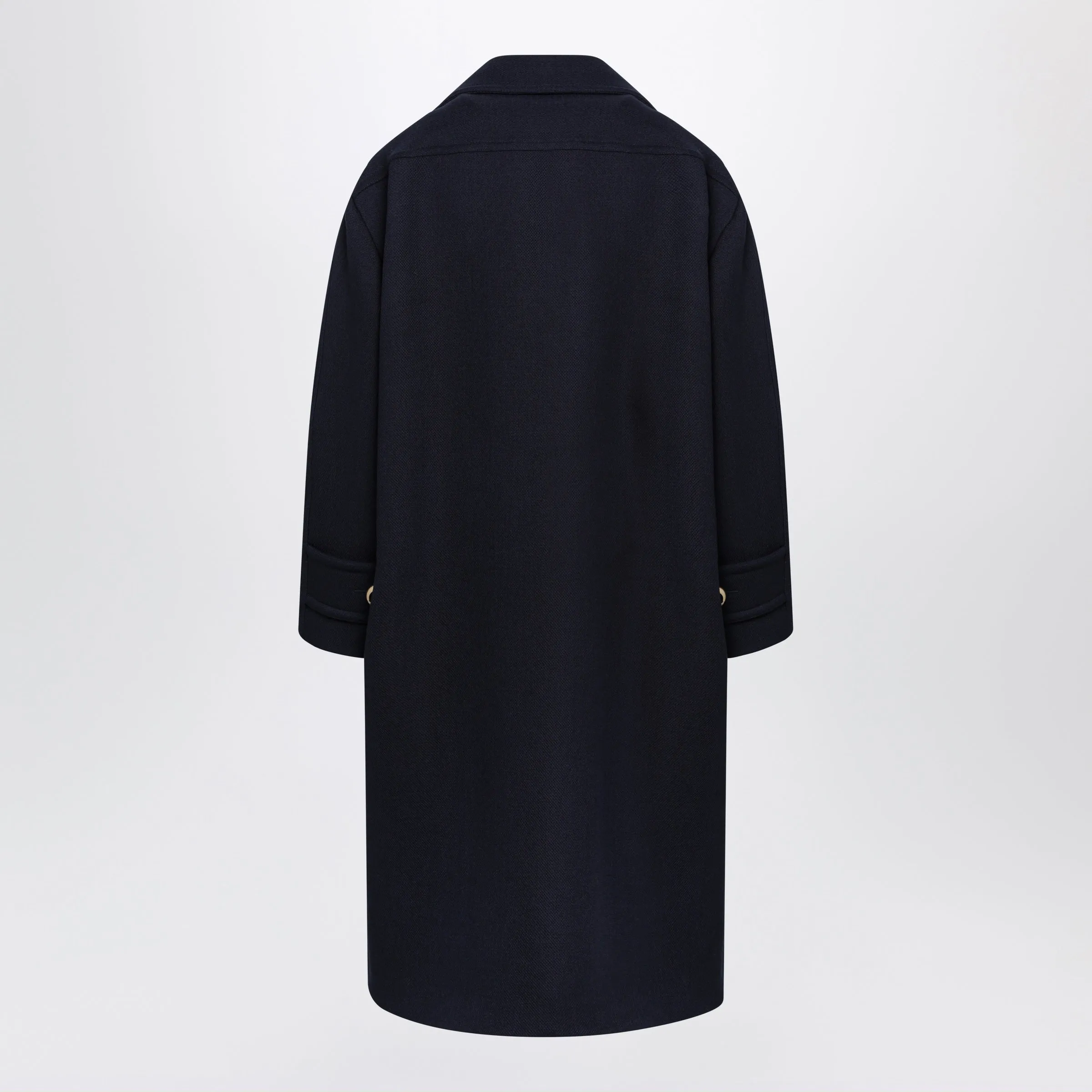 Long Navy Textured Wool Pea Coat sold by Wanan Luxury product image thumbnail 2