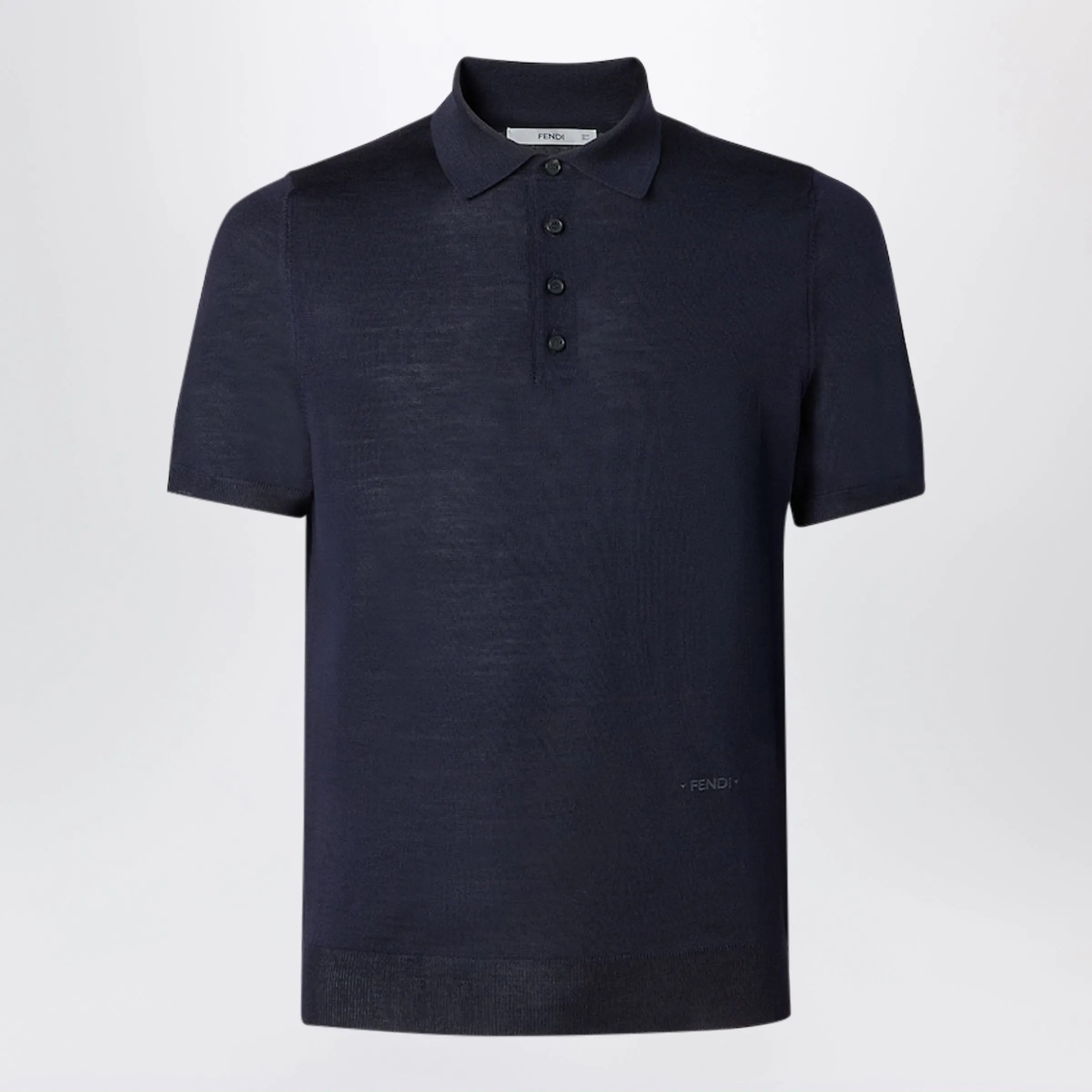 Navy Blue Wool Polo Shirt sold by Wanan Luxury