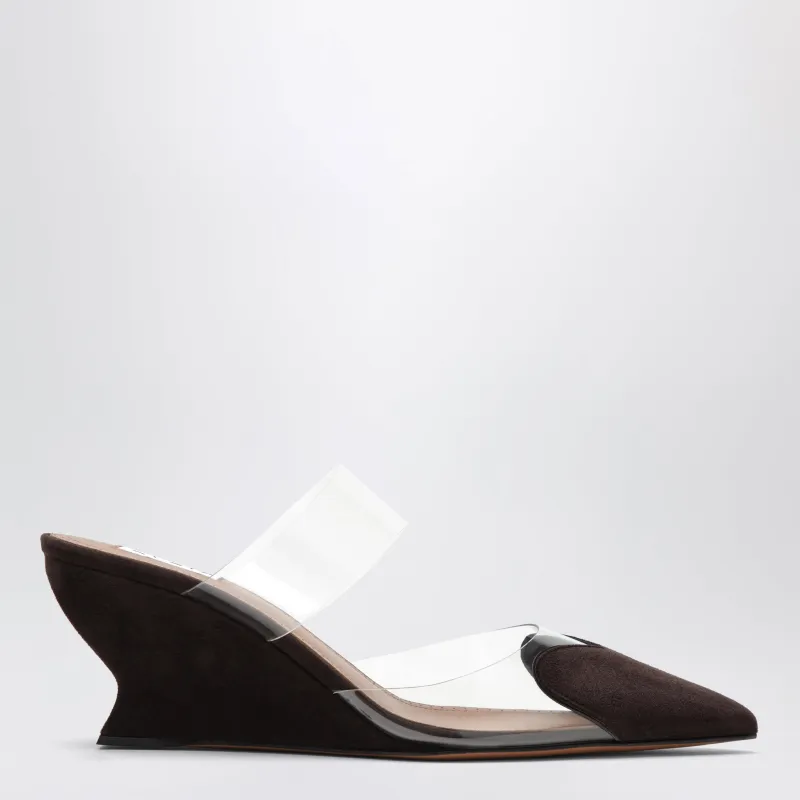 Heart 60 Brown Leather Wedge Mules made by Alaia