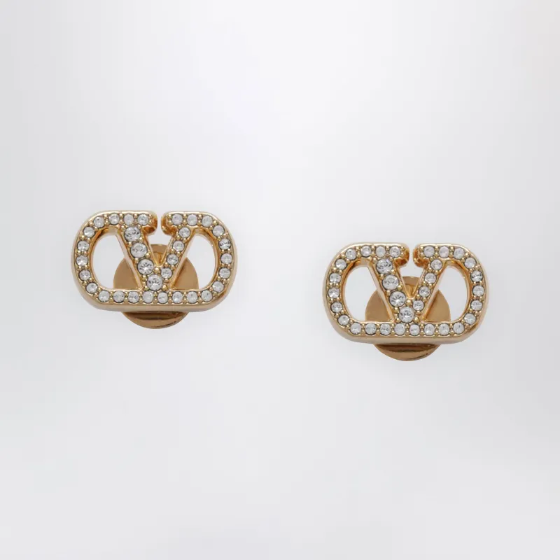 V Logo Signature Gold-Tone Earrings With Crystals made by Valentino Garavani