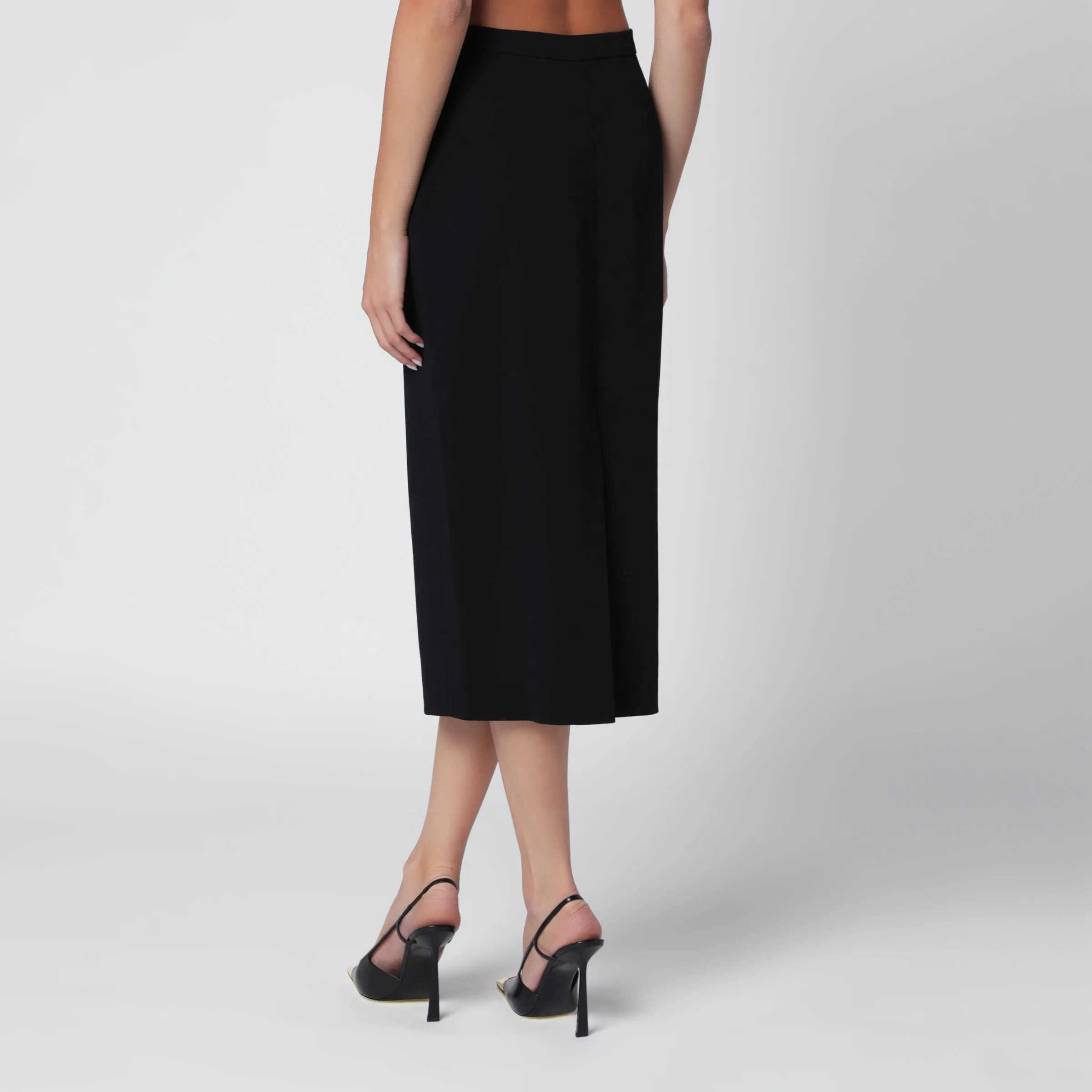Black Midi Pencil Skirt In Wool Crêpe sold by Wanan Luxury product image thumbnail 2