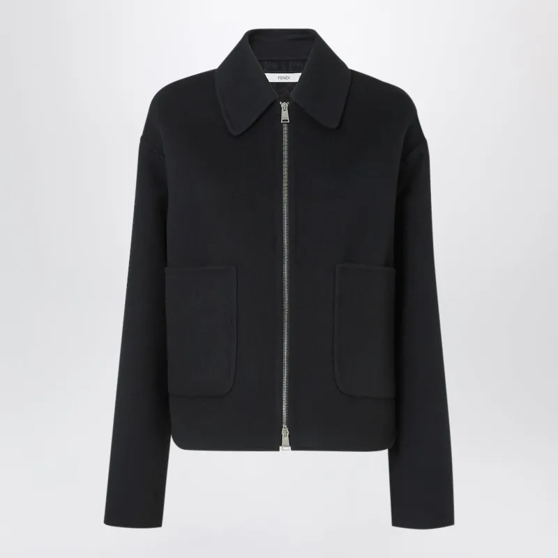 Black Ff Zucca Wool Blouson made by Fendi