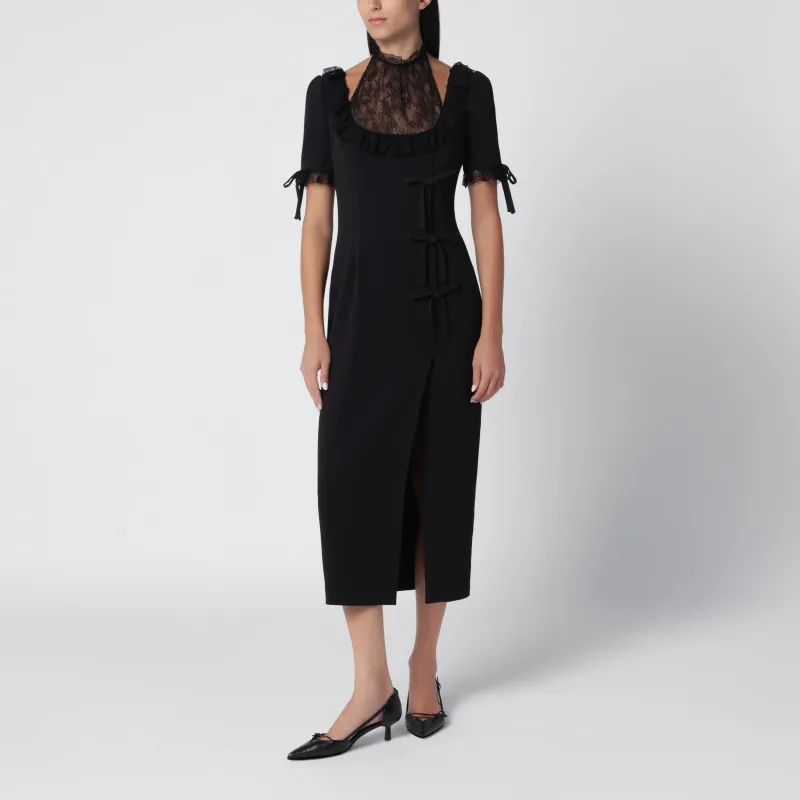 Black Midi Dress With Lace Insert made by Alessandra Rich