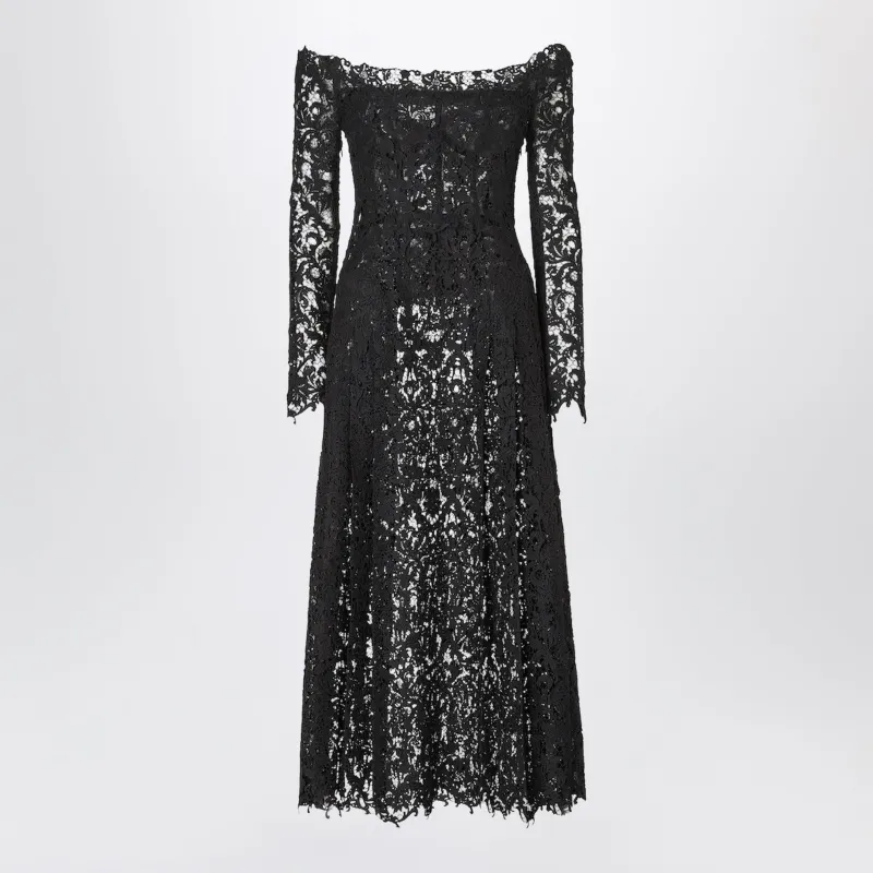 Black Macramé Lace Dress made by Fendi