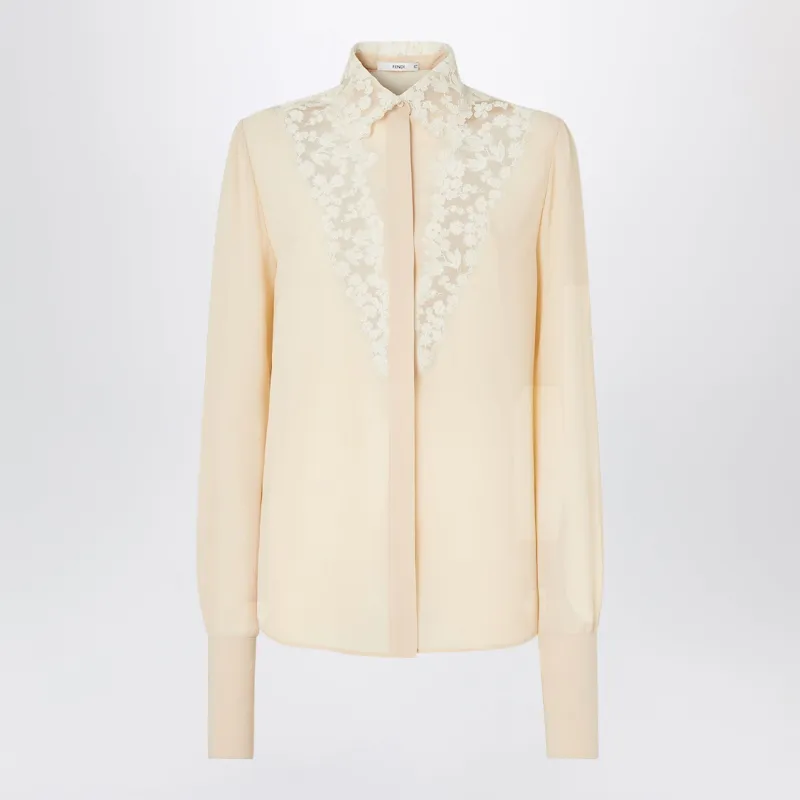 Parchment-Coloured Georgette Shirt made by Fendi