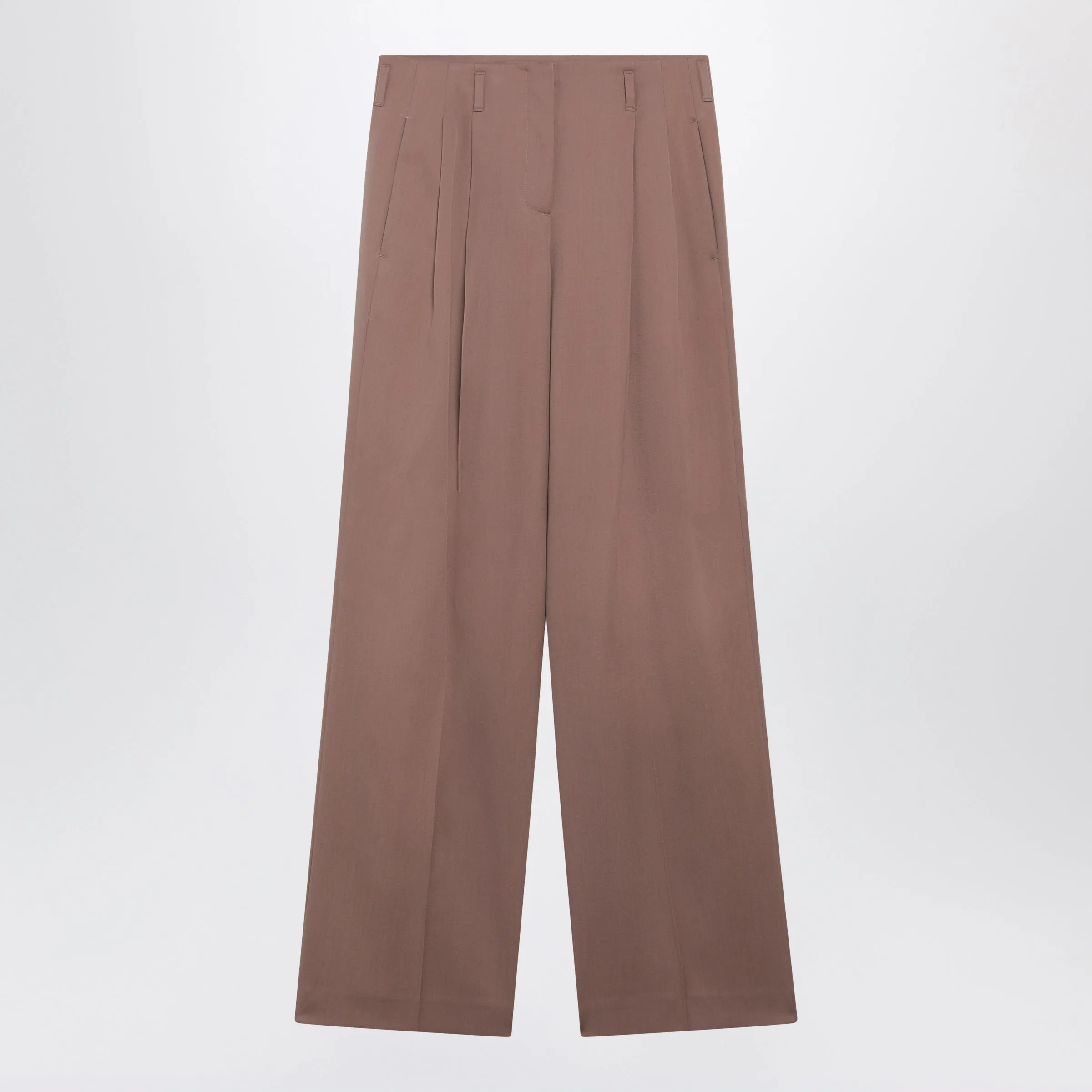 Straight-Leg Bronze Pink Virgin Wool Trousers sold by Wanan Luxury