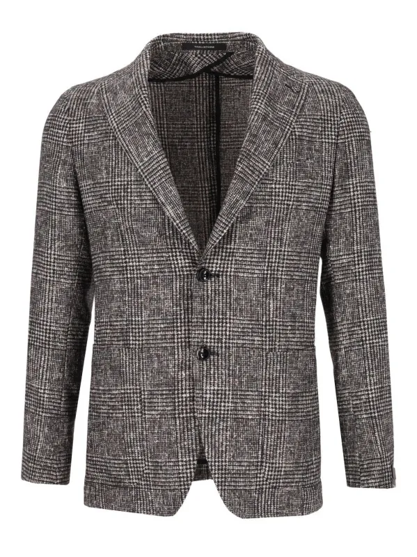 Montecarlo Galles 40 Alpaca 22 Nylon 18 La 10 Se 10 Lino Jackets Black made by Tagliatore