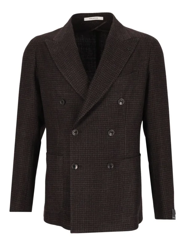 Montecarlo D.Petto Pie De Poule 86 Lana 14 Seta Jackets Brown made by Tagliatore