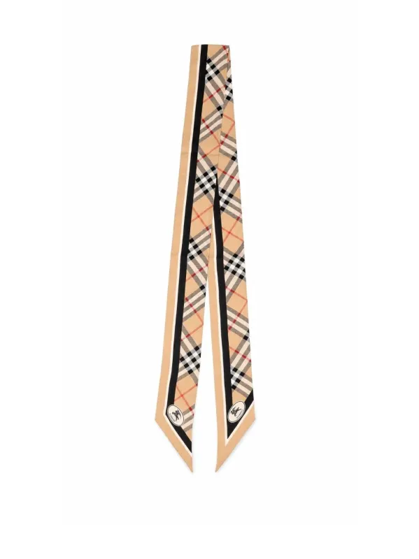 Ss Ch Ks Border Slk Sy Scarves And Foulards Beige made by Burberry