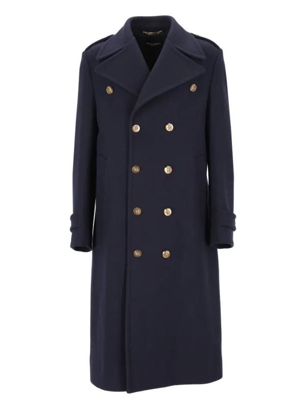 Double Breasted Marina Coat Coats Blue made by Dolce & Gabanna