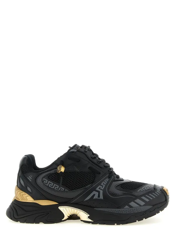 Mesh And Leather Sneakers Multicolor made by Versace
