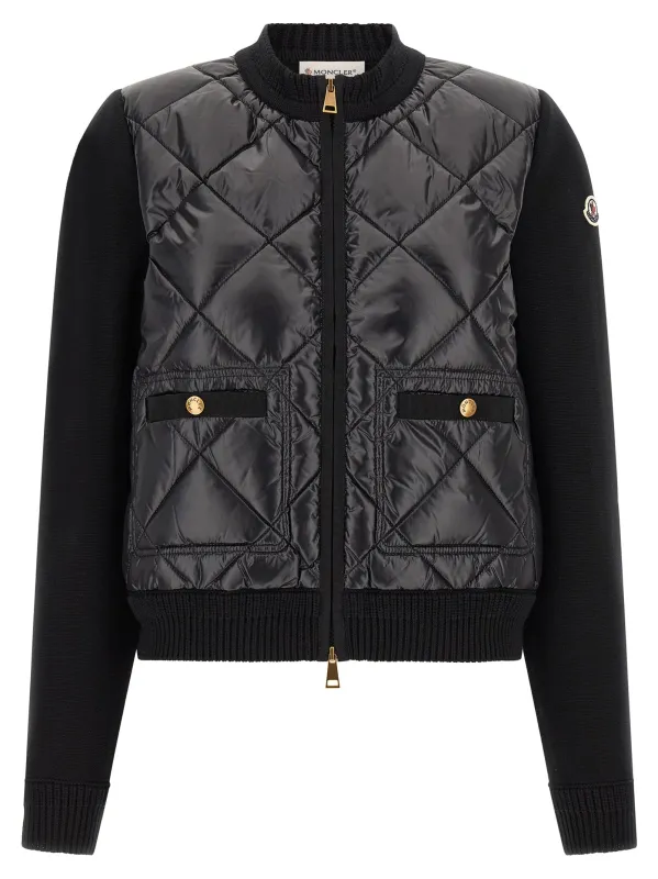 Padded Cardigan Black made by Moncler