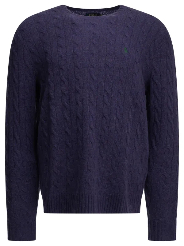Crew-Neck Sweater With Logo Knitwear Purple made by Polo by Ralph Lauren