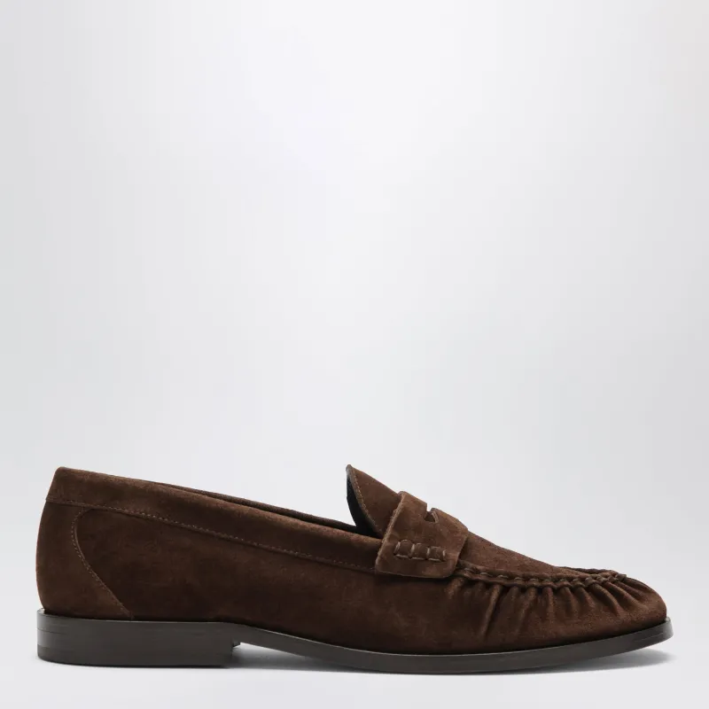 Louee Vale Loafers In Brown Suede made by VINNY's