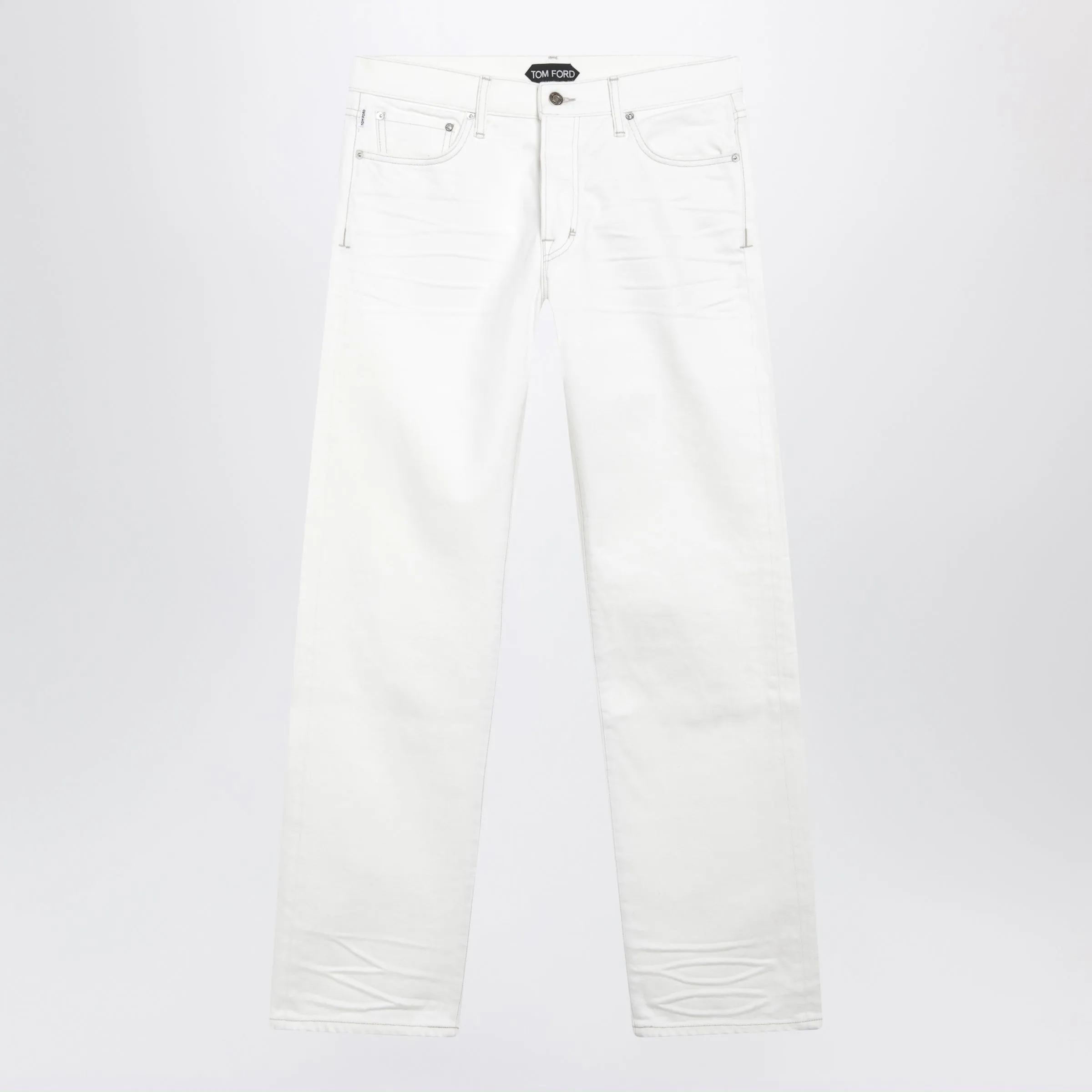 White Jeans With Biker-Effect Details sold by Wanan Luxury