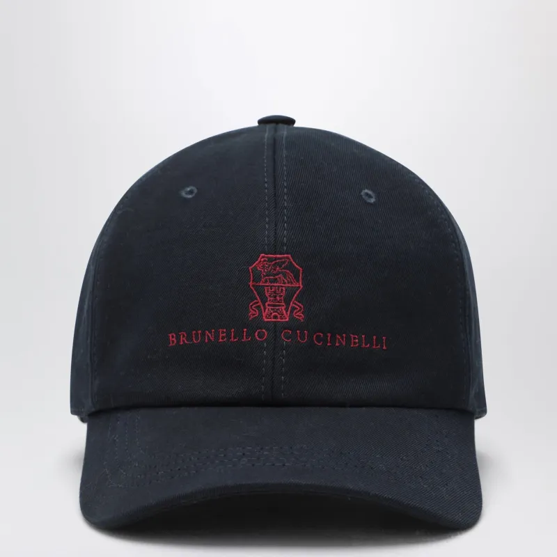 Navy Blue Baseball Cap In Cotton made by Brunello Cucinelli