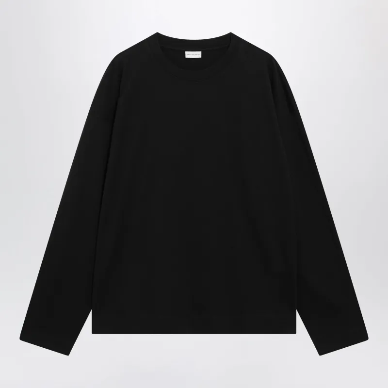 Black Long-Sleeve Cotton T-Shirt made by Dries Van Noten