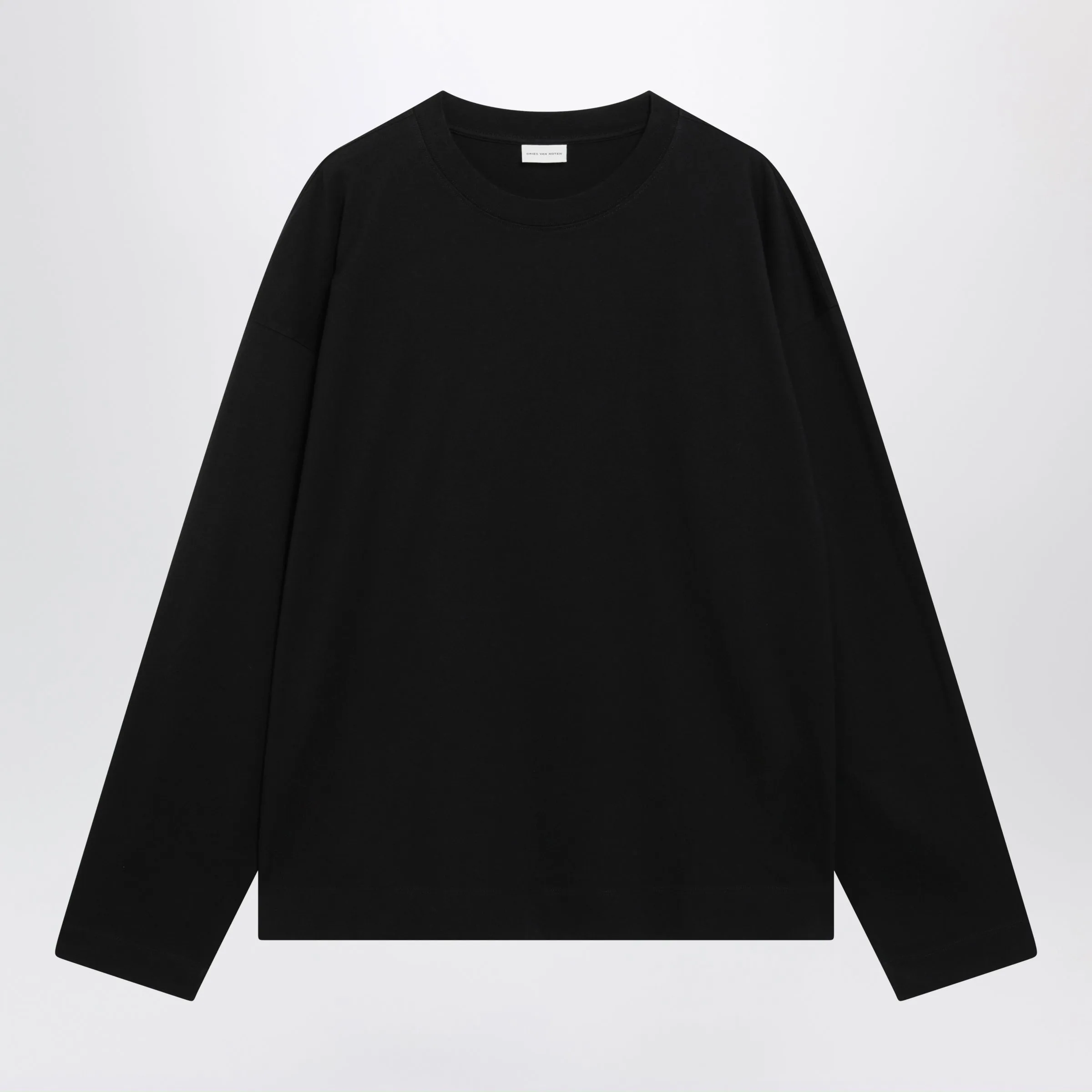 Black Long-Sleeve Cotton T-Shirt sold by Wanan Luxury