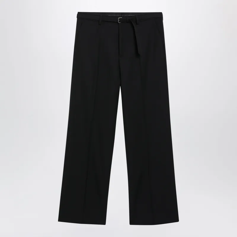 Black Wool Trousers With Belt made by Dries Van Noten
